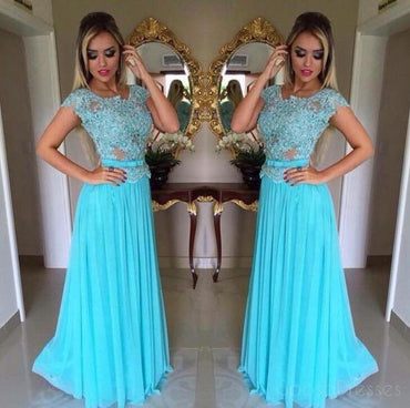 Turquoise Cap Sleeve  Evening Prom Dresses, Sexy See Through Party Prom Dress, Custom Long Prom Dress, Cheap Party Prom Dress, Formal Prom Dress, 17029