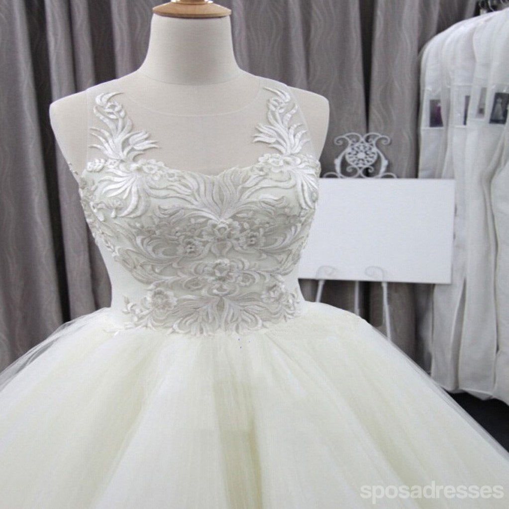 Aussichtspunktschnürsenkel einzigartige Designelfenbeintüllhochzeitskleider, prächtiges Brautkleid, WD0074