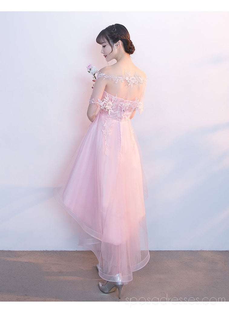 Encaje alto bajo novia rosa homecoming vestidos en línea, baratos vestidos cortos de fiesta, CM792