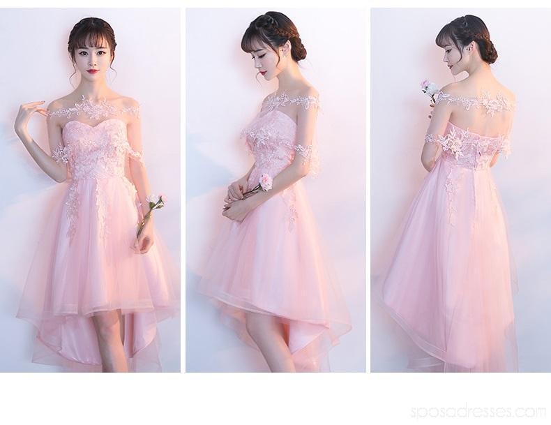 Encaje alto bajo novia rosa homecoming vestidos en línea, baratos vestidos cortos de fiesta, CM792
