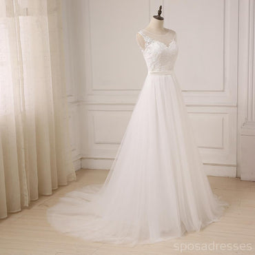 Robes de mariée en dentelle simple en ligne, robes de mariée pas chères, WD507