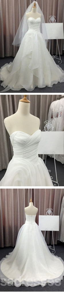 Robes de soirée de mariage en mousseline de soie blanche simple chérie élégante, robe de mariée pas cher, WD0077