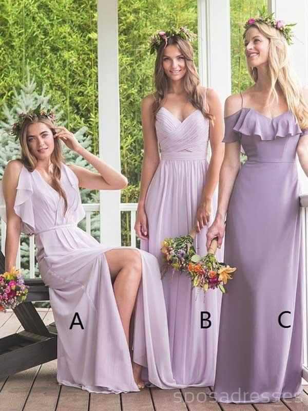 Lilac Chiffon Mismatched Cheap Long Bridesmaid Dresses Online, WG296