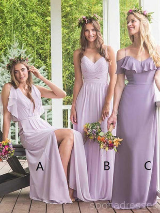 Lilac Chiffon Mismatched Cheap Long Bridesmaid Dresses Online, WG296