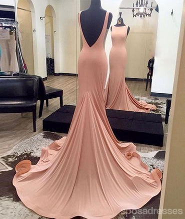 Mermaid Sexy Blush Pink Evening Prom Dresses, Long Backless Party Prom Dresses, 17121
