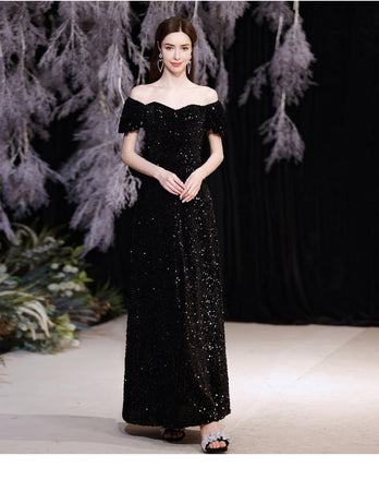 Querida pescoço ouro lantejoulas uma linha barato longo Evening Prom Dresses, Evening Party Prom Dresses, 12350