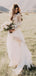 Vestidos de novia baratos de playa de encaje de manga larga en línea, vestidos de novia de encaje baratos, WD461