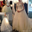 Vestidos de novia de tul de encaje blanco de ilusión de manga larga, vestido de novia Vantage con espalda en V barato, WD0007