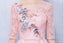 Μακρυμάνικα Ροζ Δαντέλα Υψηλή Χαμηλή Φορέματα Homecoming Online, CM695
