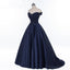 Off Shoulder Navy Blue Beaded A line Long Evening Prom Dresses, Popular Cheap Long 2018 Party Prom Dresses, 17230
