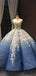 Κόσμημα λαιμό Ombre μπλε μπάλα φόρεμα βράδυ prom φορέματα, βραδινό κόμμα prom φορέματα, 12254