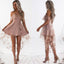 Off Shoulder High Low Dusty Pink Lace Homecoming Dresses 2018, CM440