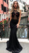 Sexy Backless See Through Mermaid Black Evening Prom Dresses, Cheap Custom Sweet 16 Dresses, 18492