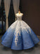 Jewel Neck Ombre Blue Ballkleid Abendballkleider, Abendparty Abendkleider, 12254