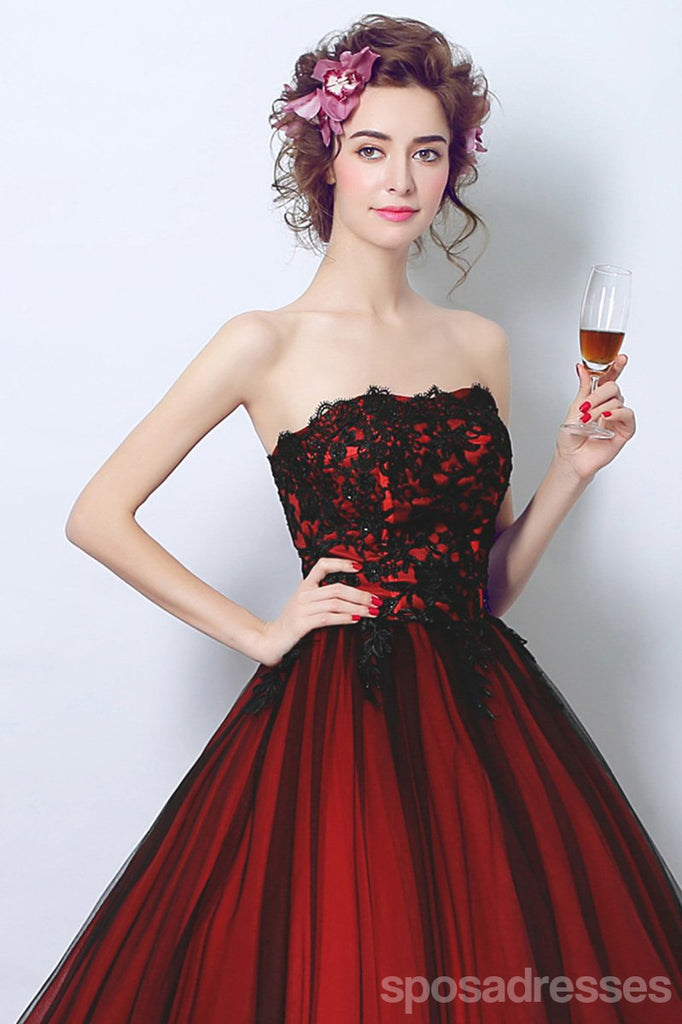 Burgundy A-line Sweetheart Sleeveless Long Prom Dresses Online,12641