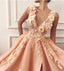 Peach Side Slit Applique perles longues robes de bal de soirée, robes de soirée, 12222