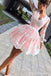 Μακρύ Μανίκι Δαντέλα Ροζ Homecoming Prom Φορέματα, Οικονομικά Σύντομο Κόμμα Χορό Γλυκό 16 Φορέματα, Τέλεια Homecoming Φορέματα Κοκτέιλ, CM364