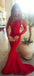 Red Long Sleeve Lace Mermaid Prom Dresses, Long sleeve Evening Party Dresses,  17008