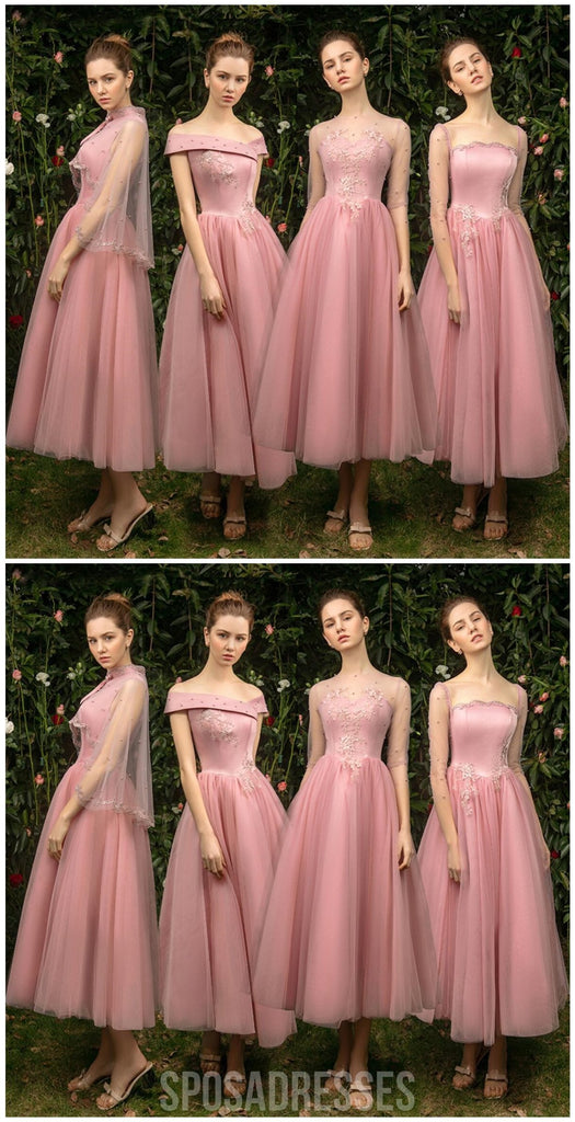 Μοναδικό ροζ σύντομη αταίριαστα φθηνά φορέματα παράνυμφων σε απευθείας σύνδεση, WG541