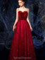 Sweetheart Spaghetti Straps Rouge Sparkly Long Robes de soirée bon marché, Robes de bal de soirée, 12325