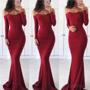 Sencilla Hombro de Manga Larga Rojo Sirena de Noche, vestidos de fiesta, Vestidos Popular Rojos de Fiesta vestidos de fiesta, Vestidos de encargo Largo Vestidos de fiesta, Hoteles de Formal, vestidos de fiesta, Vestidos 17201