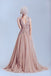 Prom de dentelle de Neckline V profond, robe de bal rose Dusty, une ligne Evening Prom Dresses, 17009