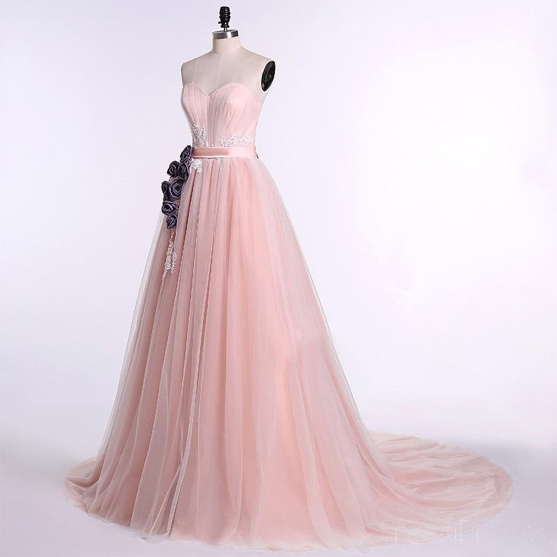 Strapless Sweetheart Blush Pink A line Long Evening Prom Dresses, Popular Cheap Long 2018 Party Prom Dresses, 17240