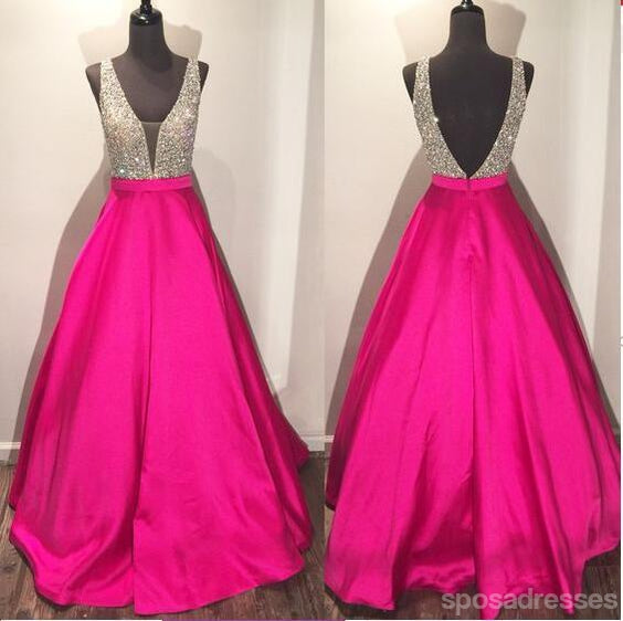 Backless A line Evening Prom Dresses, 2017 Long Party Prom Dress, Custom Long Prom Dress, Cheap Party Prom Dress, Formal Prom Dress, 17034