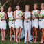Δημοφιλές απλό, μοναδικό λευκό σιφόν από ώμο μικρό στρογγυλό λαιμό φτηνό κοντό φόρεμα παράνυμφου για καλοκαιρινό πάρτι γάμου, WG94