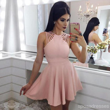 V Neck Dusty Pink Tulle Beaded Κοντά Homecoming Φορέματα Online, Φθηνά Κοντά Φορέματα Prom, CM845
