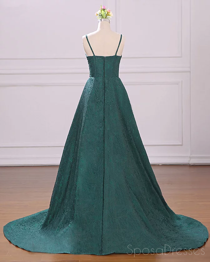 Σμαραγδένια πράσινα σπαγγέτι ιμάντες φτηνά μακριά φορέματα prom βραδιού, φτηνά γλυκά 16 φορέματα συνήθειας, 18526