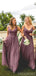 Correas espaguetis Dusty Rose Vestidos largos de dama de honor en línea, Vestidos de damas de honor baratos, WG732
