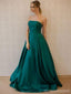 Simple Fashion Strapless Emerald Green Una línea Vestidos de fiesta largos de noche, 17352
