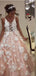 Σέξι backless δαντέλα απλικέ ροδάκινο μακρύ βράδυ prom φορέματα, φτηνά γλυκά 16 φορέματα, 18422