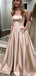 Απλό Στράπλες Μακριά Φορέματα Prom Βραδιού Με Τσέπες, Φτηνή Συνήθεια Κόμμα Φορέματα Prom, 18602
