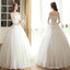 Vantage vestidos de novia de encaje blanco de manga larga con hombros descubiertos, vestido de novia con cordones, WD0009
