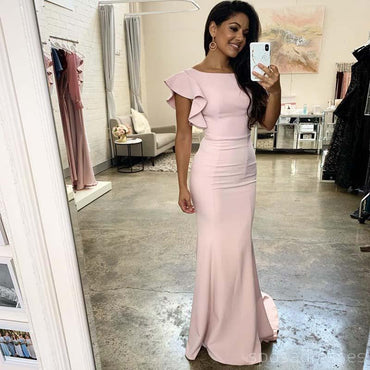 Popular rosa pálido barato sereia longo dama de honra vestidos on-line, WG550