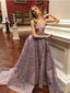 Dusty Purple Lace Μια γραμμή Scoop Φτηνές Μακριά Βραδινά φορέματα Prom, Φτηνές Sweet 16 Φορέματα, 18377