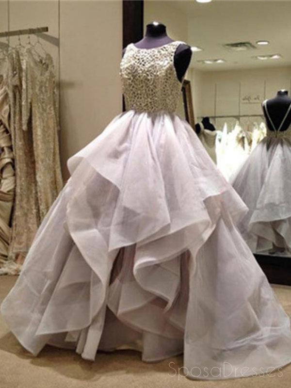 Lange Fluffy Prom Dress, Organza Wedding Dress, Backless Prom Dress, Ball Gown, WDD0125
