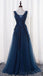 V Neckline Δύο Straps Lake Beaed Long Evening Prom Dresses, 2018 Party Prom Dresses, 17306