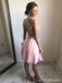 Sexy Open Back Halter Lace Pink Κοντά Homecoming Φορέματα Online, CM637