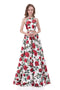 Προκλητικά Δύο Κομμάτια Απλά Halter Τυπωμένα Φορέματα Χορού Βραδιού Λουλουδιών Μακριά, Δημοφιλή Φτηνά Μακριά Φορέματα Χορού Κόμματος 2018, 17254
