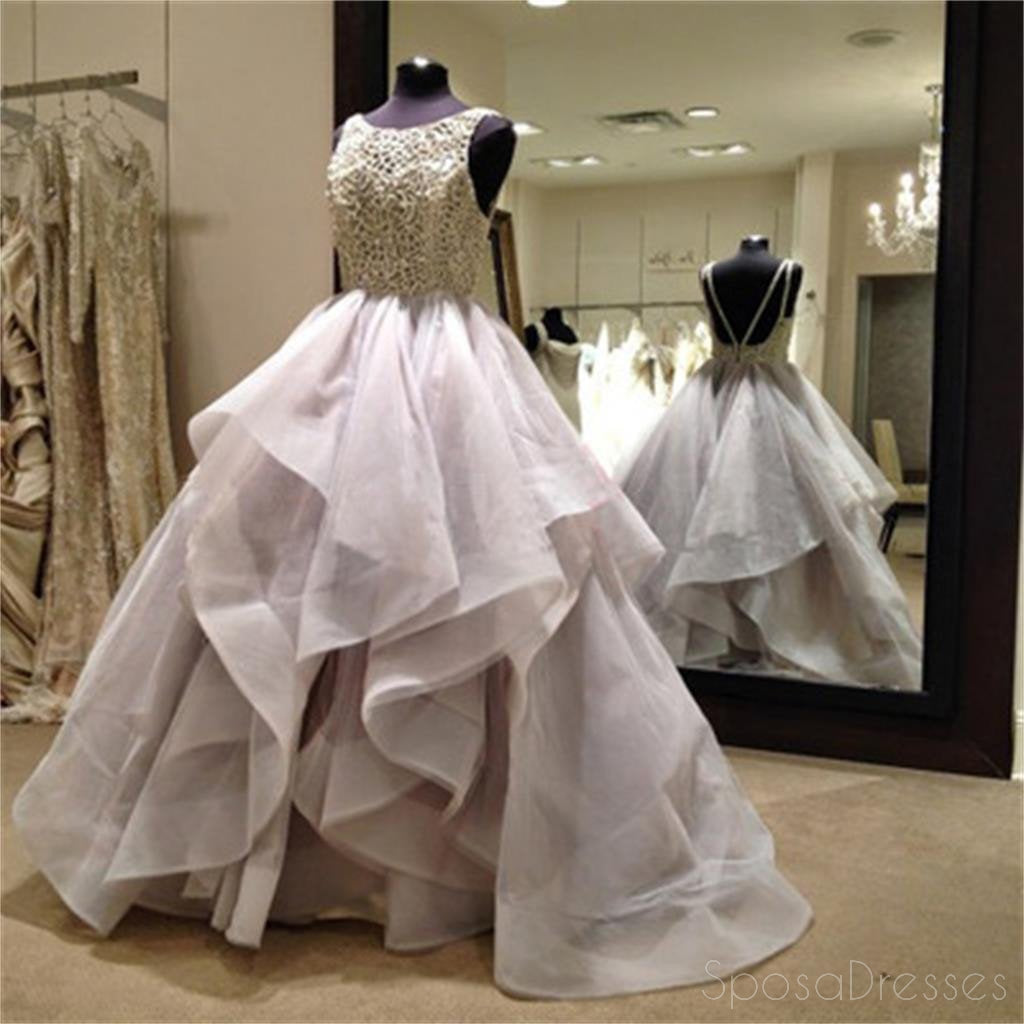 Lange Fluffy Prom Dress, Organza Wedding Dress, Backless Prom Dress, Ball Gown, WDD0125