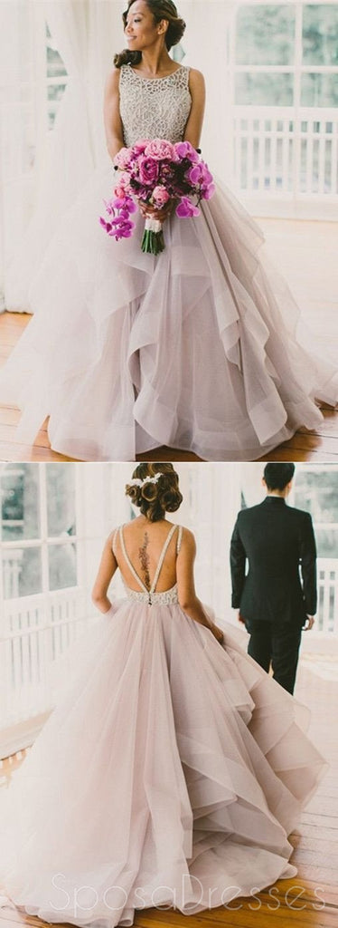 Lange Fluffy Prom Dress, Organza Wedding Dress, Backless Prom Dress, Ball Gown, WDD0125