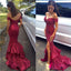 Sexy Off Shoulder Sparkle Red Sequined Mermaid Prom Dresses,  Long Red Evening Dresses, Long Prom Dress, Prom Dresses Online,PD0184