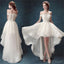 High Low Wedding Dresses,Off Shoulder Prom Dresses,White Organza Prom Dresses,PD0297