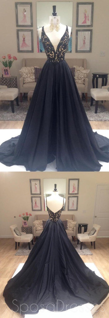 Black A-line Elegantes Vestidos De Baile De Finalistas, Vestidos De Noite Longos e pretos, PD0198.