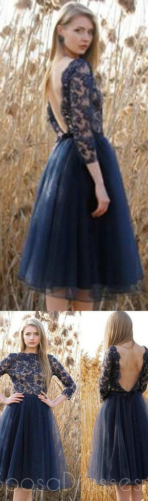 Tulle Homecoming Dress,Navy Blue Prom Dresses, Backless Homecoming Dresses, Sweet 16 Dresses, Cocktail Dresses,Junior Homecoming Dresses ,Long Sleeves Homecoming Dresses ,Graduation Dresses,PD0003