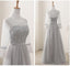 Schnürsenkel graue ungleiche Stilchiffonstocklänge formelle lange Brautjungfernkleider, erschwingliche kundenspezifische lange Brautjungfer kleidet BD18001 an