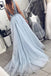 V Λαιμό Φως Μπλε Χάντρες Φθηνά Βραδινά Φορέματα Prom, Βράδυ Πάρτι, Φορέματα Prom, 12166